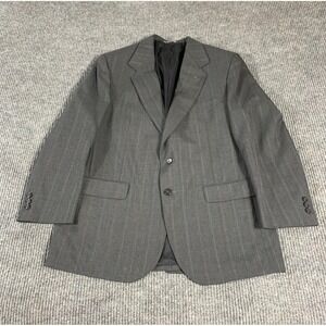 VTG Towncraft Blazer Mens 44 Gray Pinstripe Two Button Classic Business Career